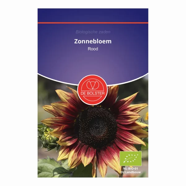Zonnebloem middelgroot rood De Bolster Biologische zaden